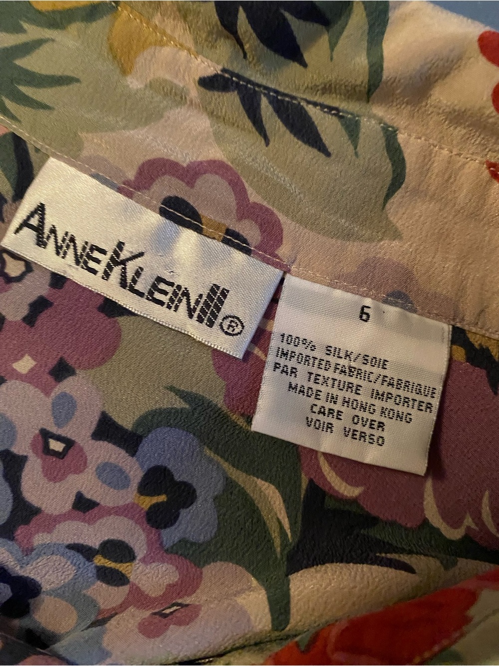Anne Klein II 100% silk Floral Button-Up Blouse long sleeve sz 6 - Picture 5 of 5